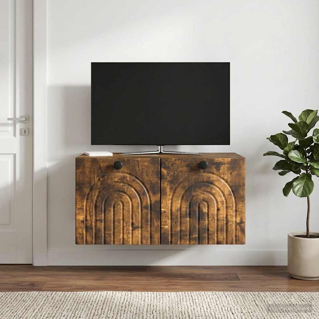 Fali TV szekrény Füstös Tölgy 59,5 x 41 x 30 cm Szerelt Fa