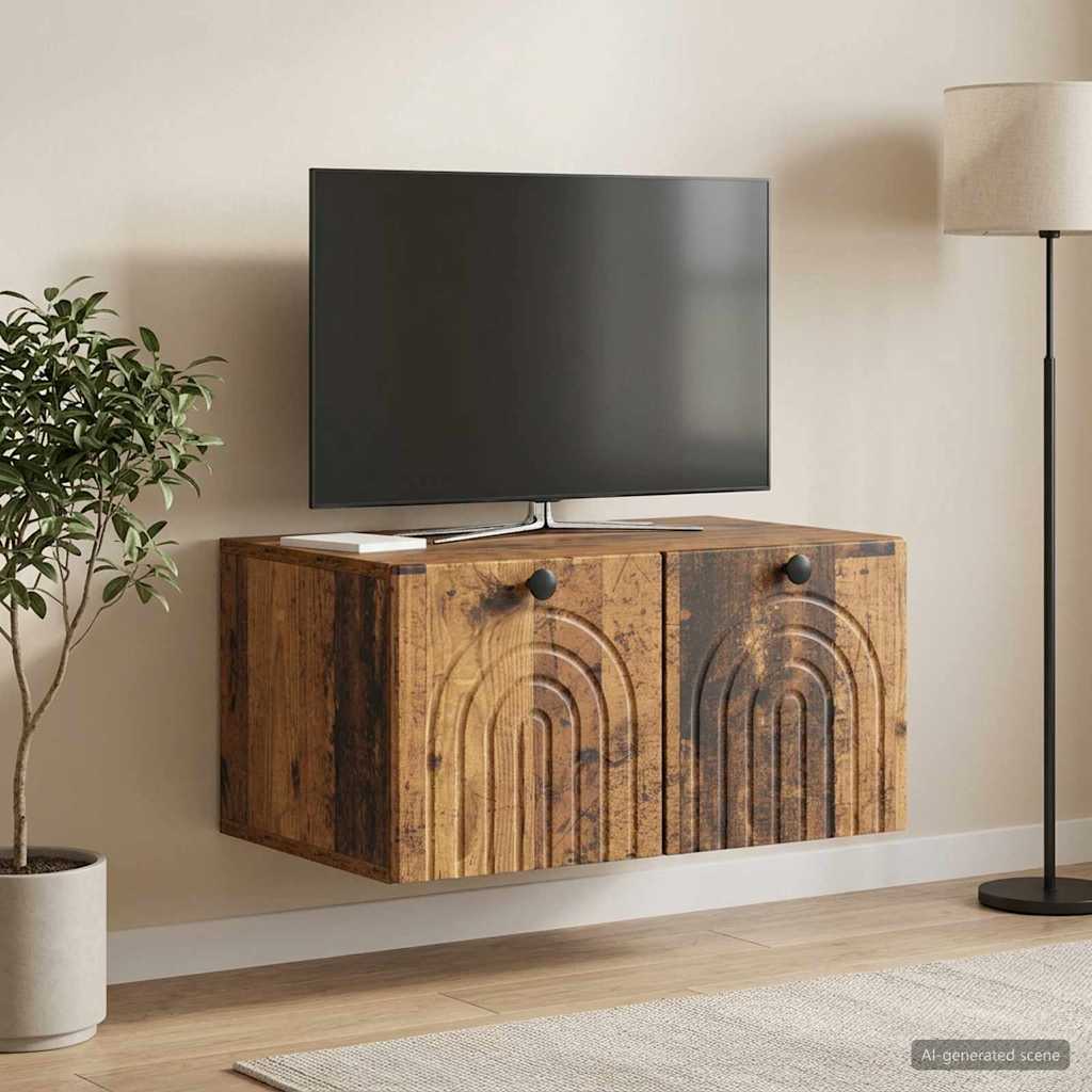 Fali TV szekrény Antik Fa 59,5 x 41 x 30 cm Szerelt Fa