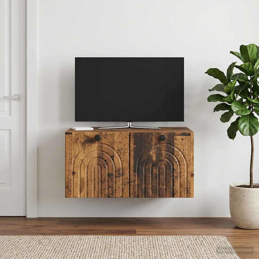 Fali TV szekrény Antik Fa 59,5 x 41 x 30 cm Szerelt Fa