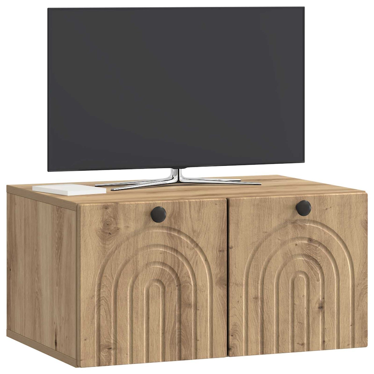 Fali TV szekrény 59,5 x 41 x 30 cm Kézműves Tölgy Szerelt Fa
