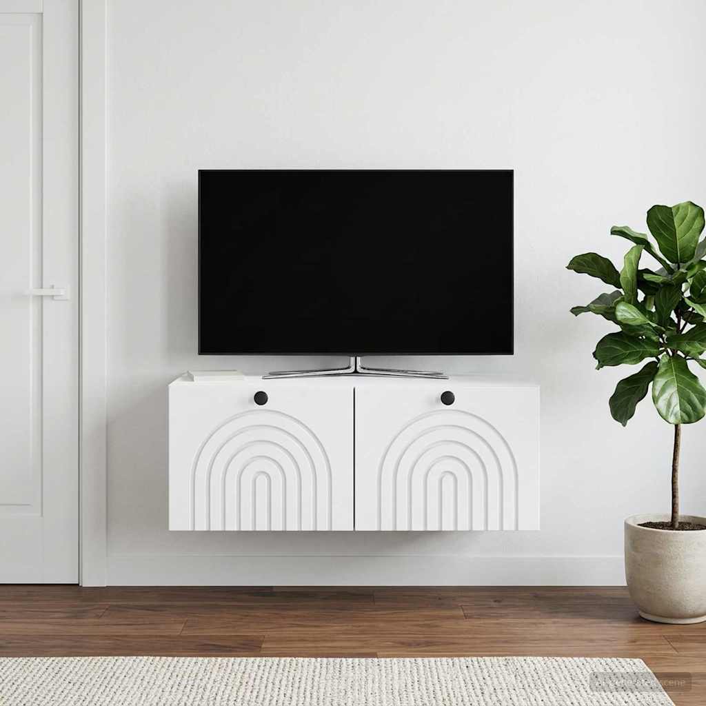 Fali TV szekrény Fehér 78,5 x 41 x 30 cm Szerelt Fa