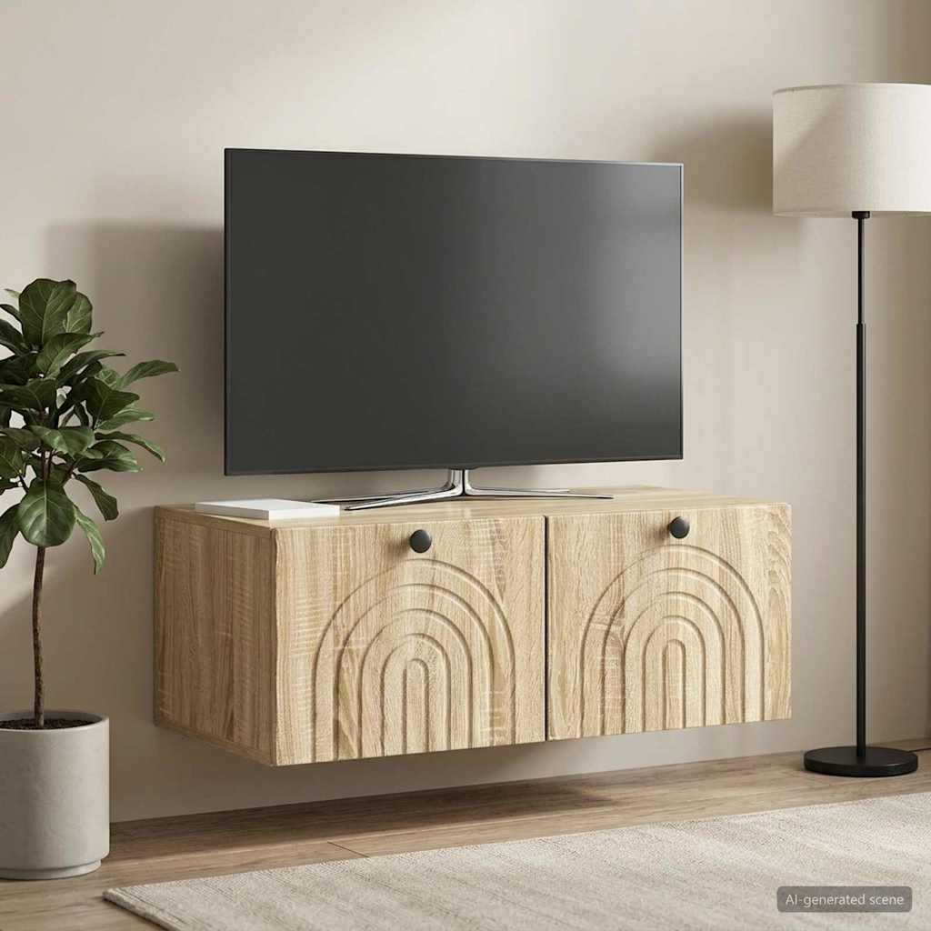 Fali TV szekrény Sonoma Tölgy 78,5 x 41 x 30 cm Szerelt Fa