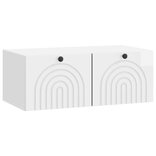 Fali TV szekrény Magasfényű Fehér 78,5 x 41 x 30 cm Szerelt Fa