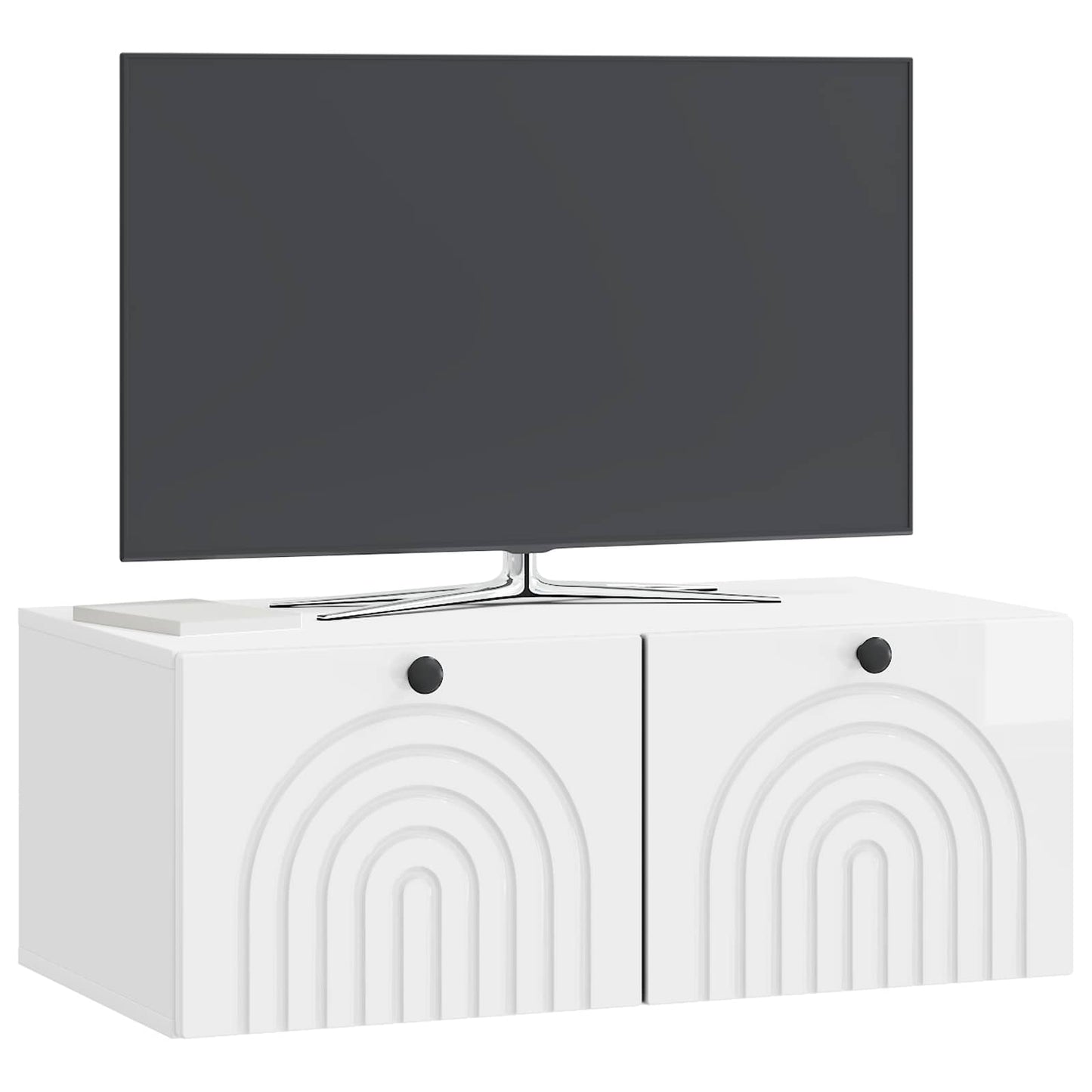 Fali TV szekrény Magasfényű Fehér 78,5 x 41 x 30 cm Szerelt Fa