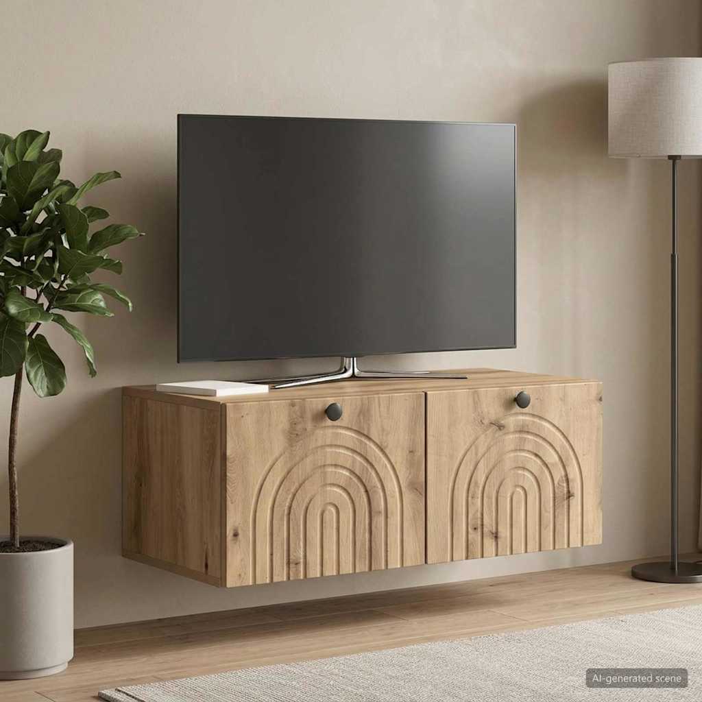Fali TV szekrény 78,5 x 41 x 30 cm Kézműves Tölgy Szerelt Fa