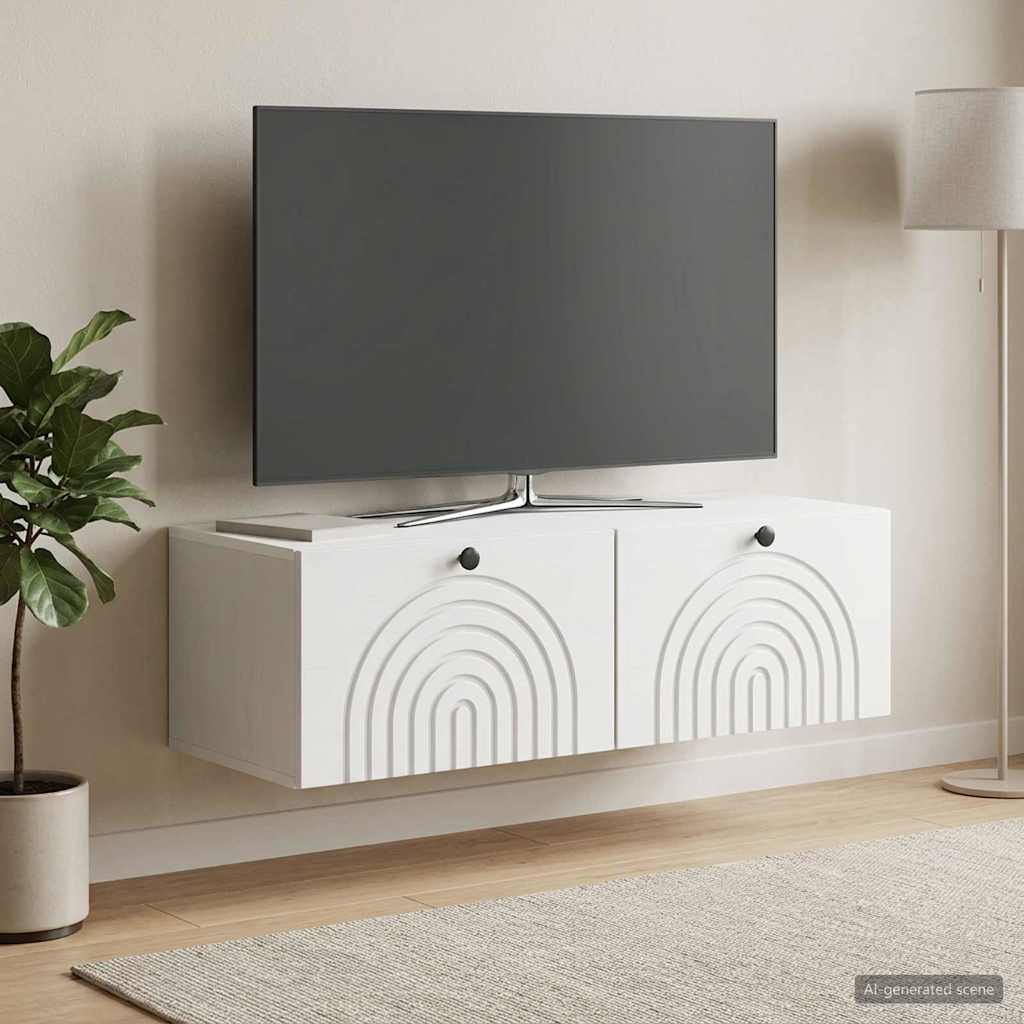 Fali TV szekrény Fehér 99 x 41 x 30 cm Szerelt Fa