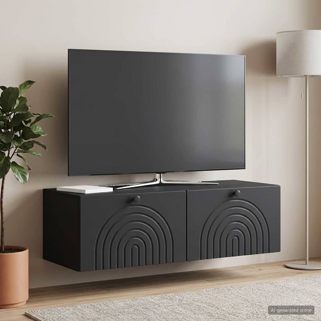 Fali TV szekrény Fekete 99 x 41 x 30 cm Szerelt Fa