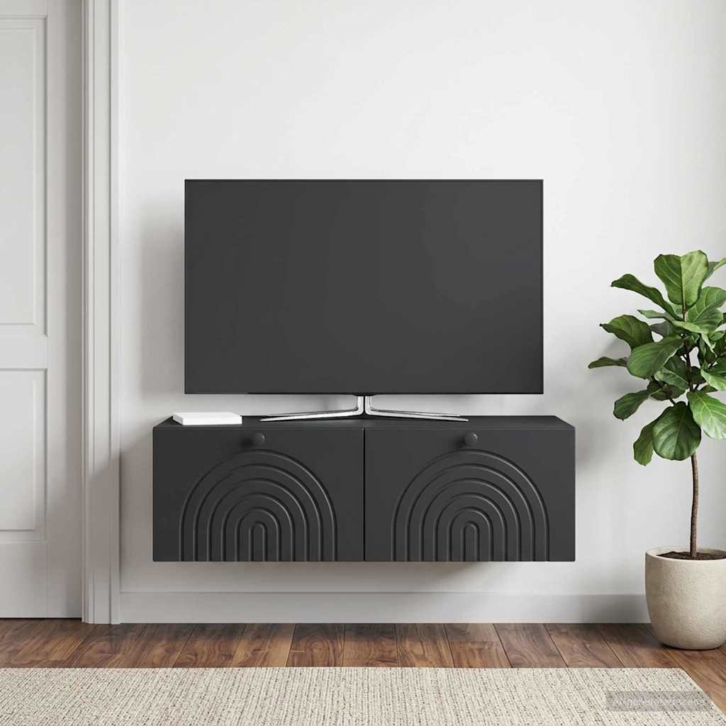Fali TV szekrény Fekete 99 x 41 x 30 cm Szerelt Fa