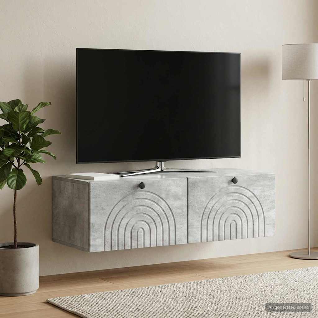 Fali TV szekrény Betonszürke 99 x 41 x 30 cm Szerelt Fa