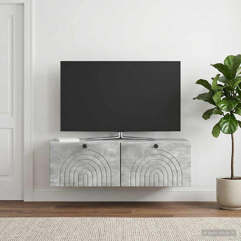 Fali TV szekrény Betonszürke 99 x 41 x 30 cm Szerelt Fa