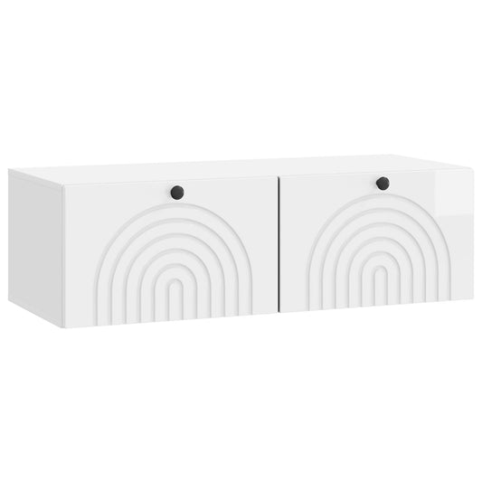 Fali TV szekrény Magasfényű Fehér 98 x 41 x 30 cm Szerelt Fa