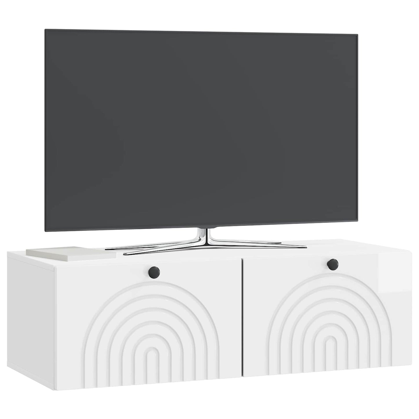 Fali TV szekrény Magasfényű Fehér 98 x 41 x 30 cm Szerelt Fa