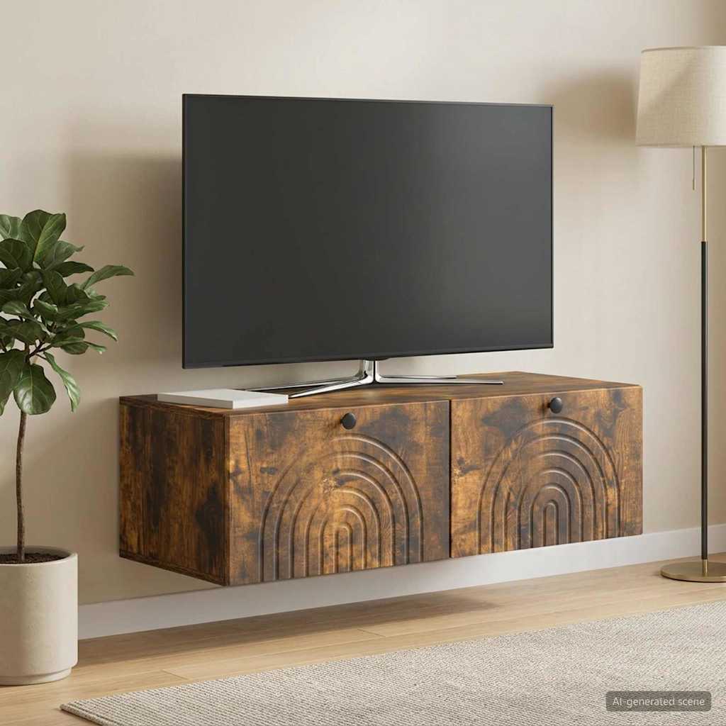 Fali TV szekrény Füstös Tölgy 99 x 41 x 30 cm Szerelt Fa