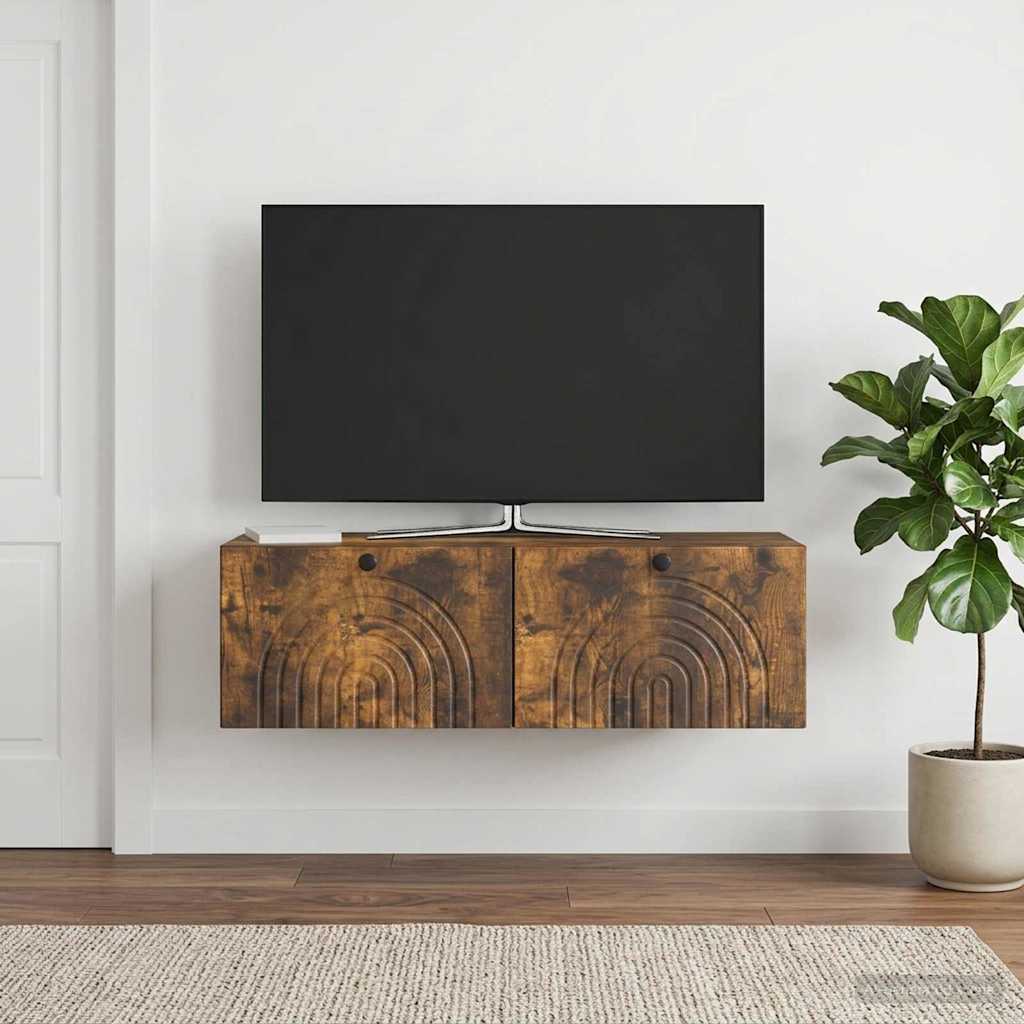 Fali TV szekrény Füstös Tölgy 99 x 41 x 30 cm Szerelt Fa
