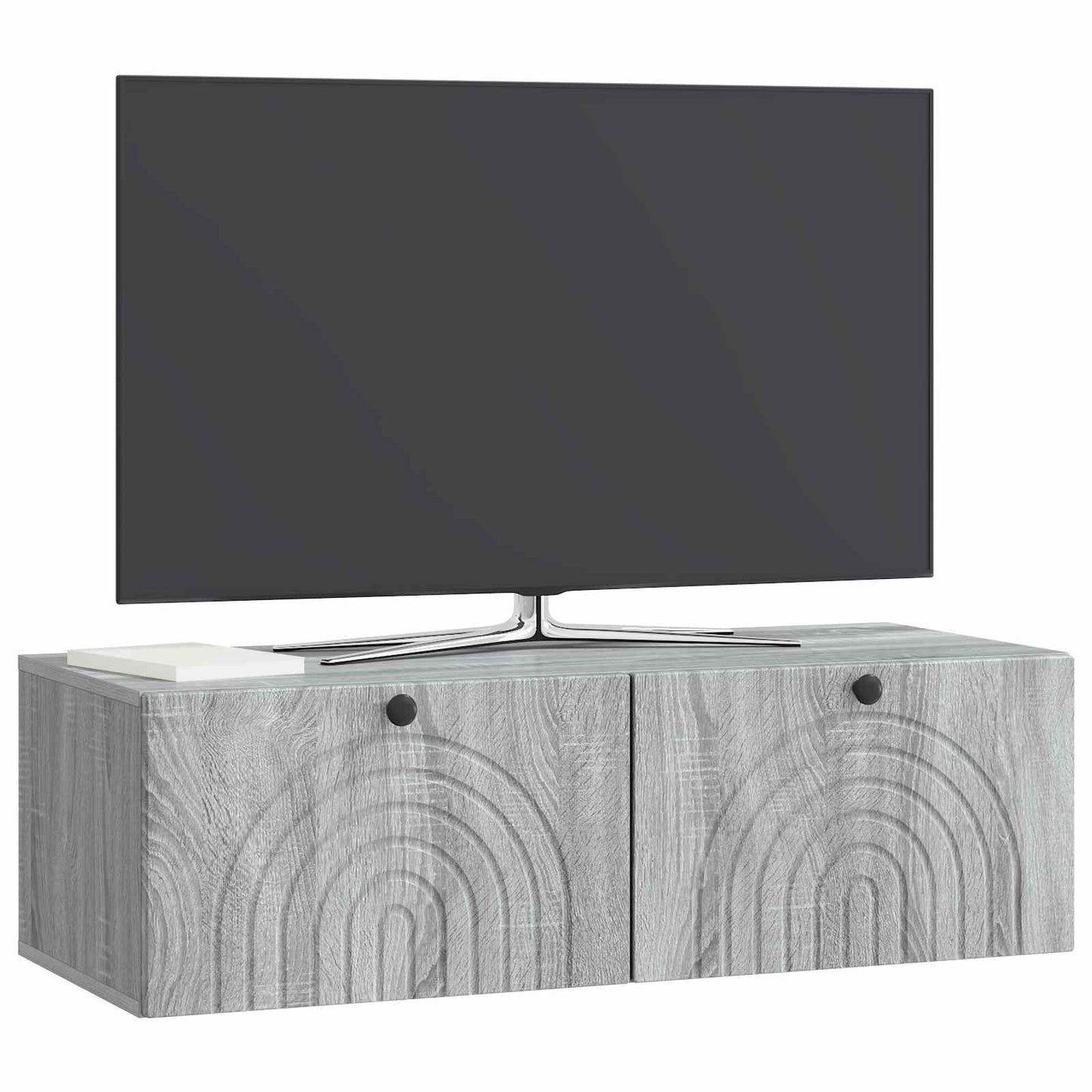 Fali TV szekrény Szürke Sonoma 99 x 41 x 30 cm Szerelt Fa