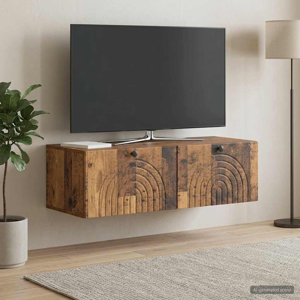 Fali TV szekrény Antik Fa 99 x 41 x 30 cm Szerelt Fa