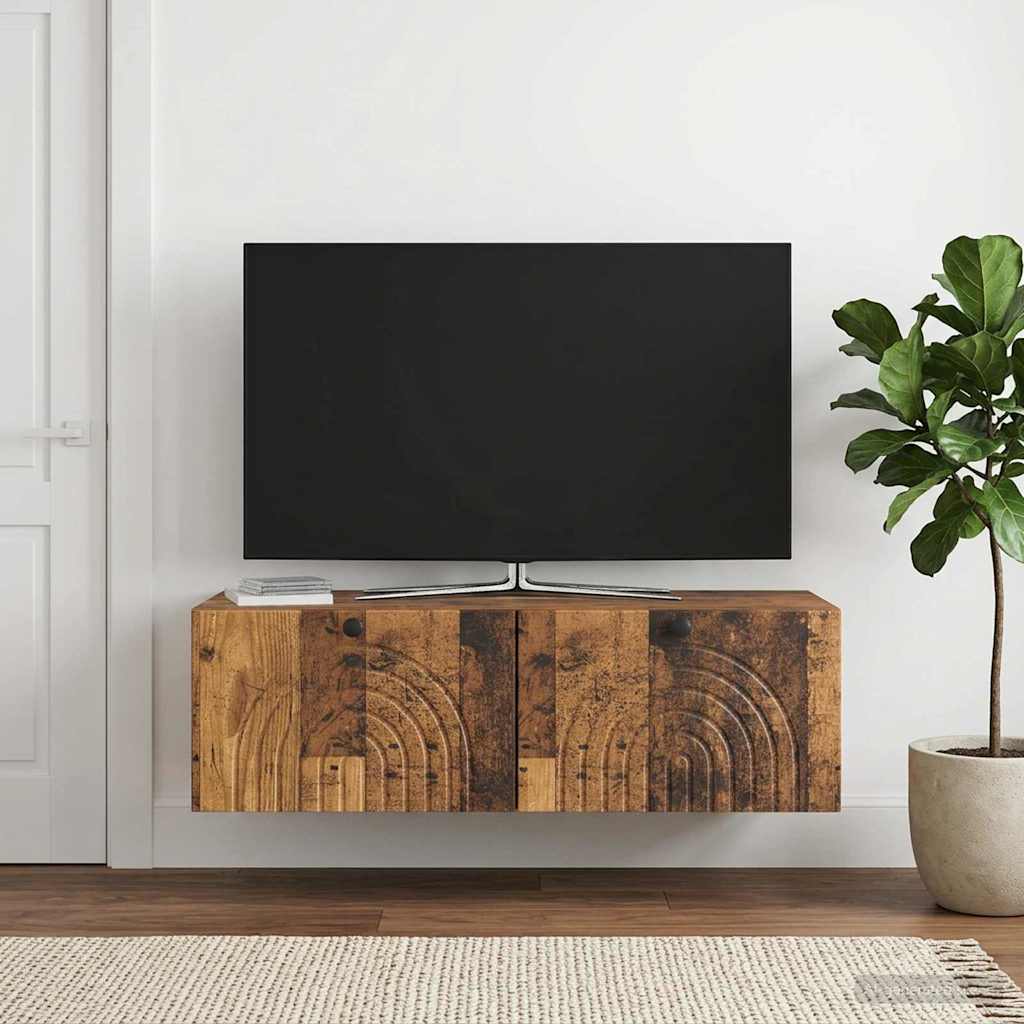 Fali TV szekrény Antik Fa 99 x 41 x 30 cm Szerelt Fa