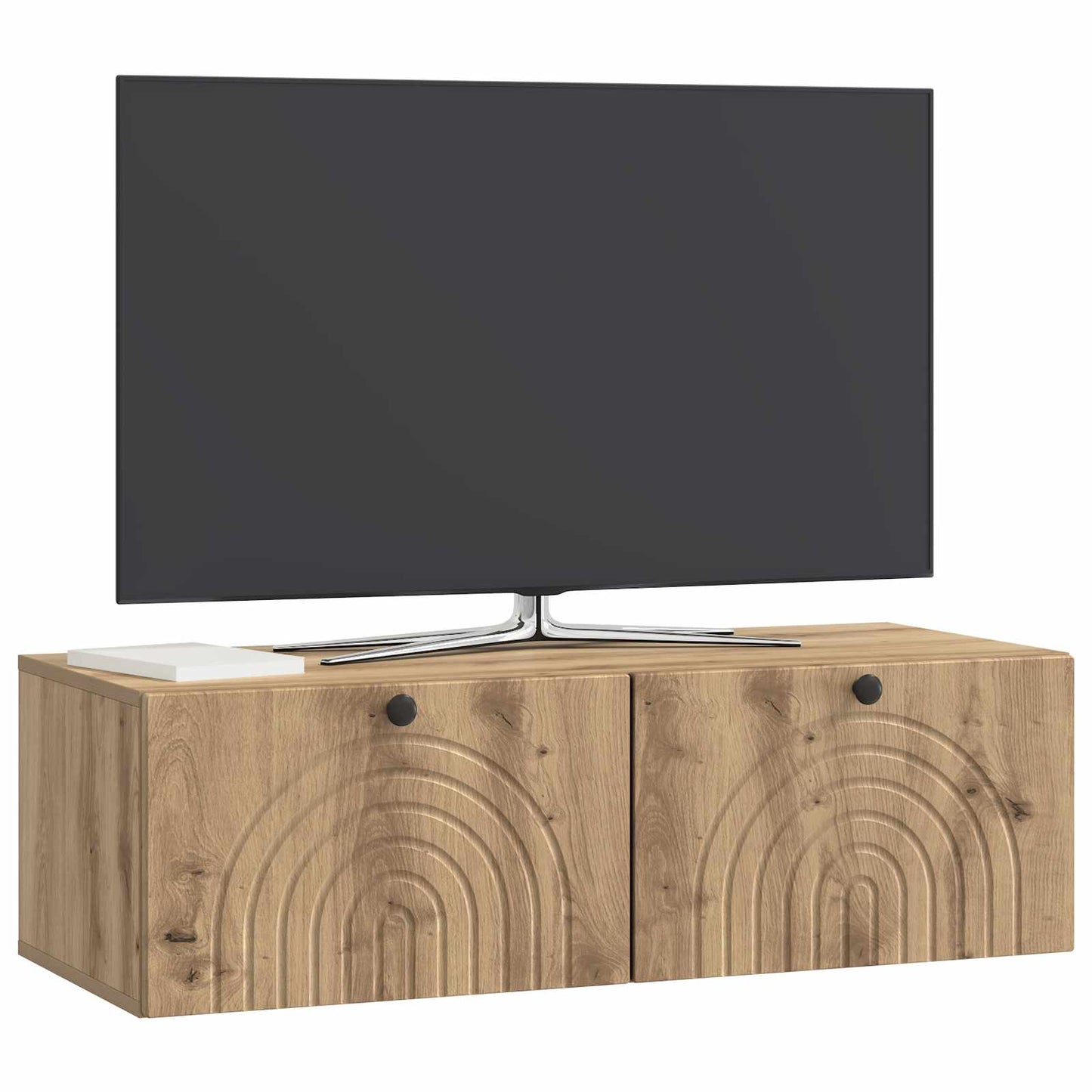 Fali TV szekrény 99 x 41 x 30 cm Kézműves Tölgy Szerelt Fa