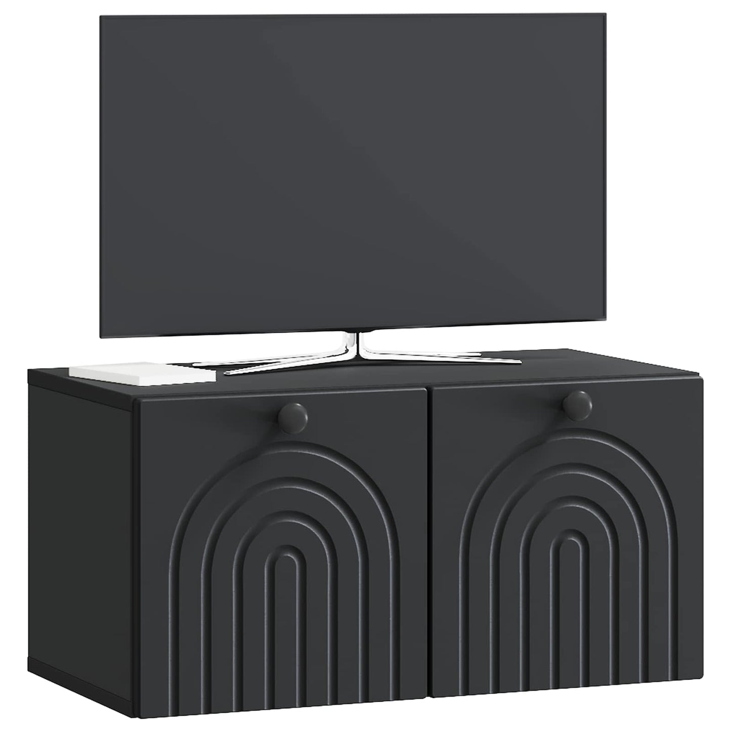 Fali TV szekrény Fekete 59,5 x 31 x 30 cm Szerelt Fa