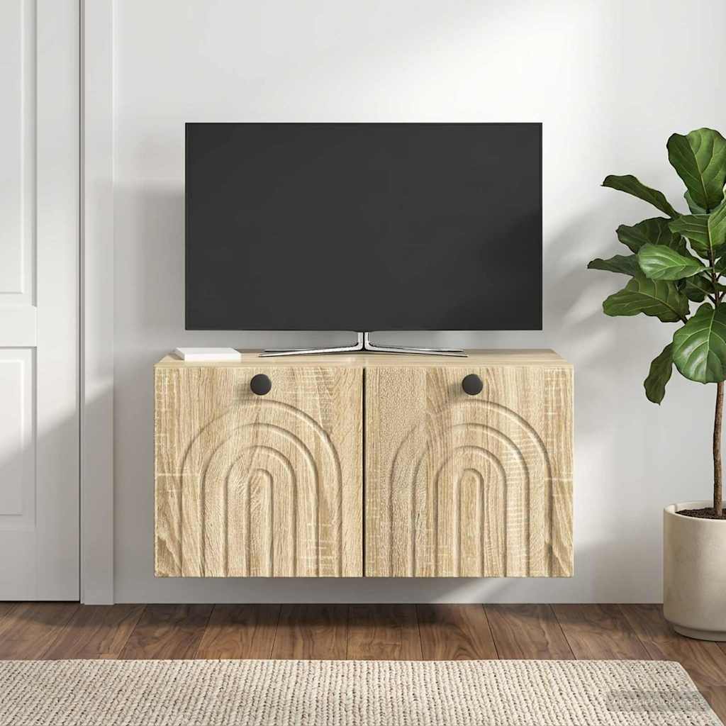 Fali TV szekrény Sonoma Tölgy 59,5 x 31 x 30 cm Szerelt Fa