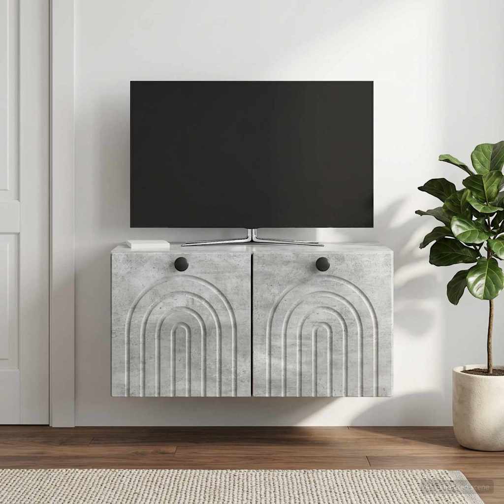Fali TV szekrény Betonszürke 59,5 x 31 x 30 cm Szerelt Fa