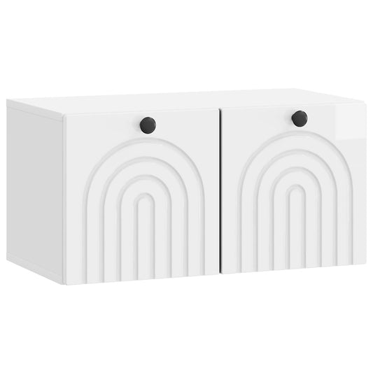 Fali TV szekrény Magasfényű Fehér 59,5 x 31 x 30 cm Szerelt Fa
