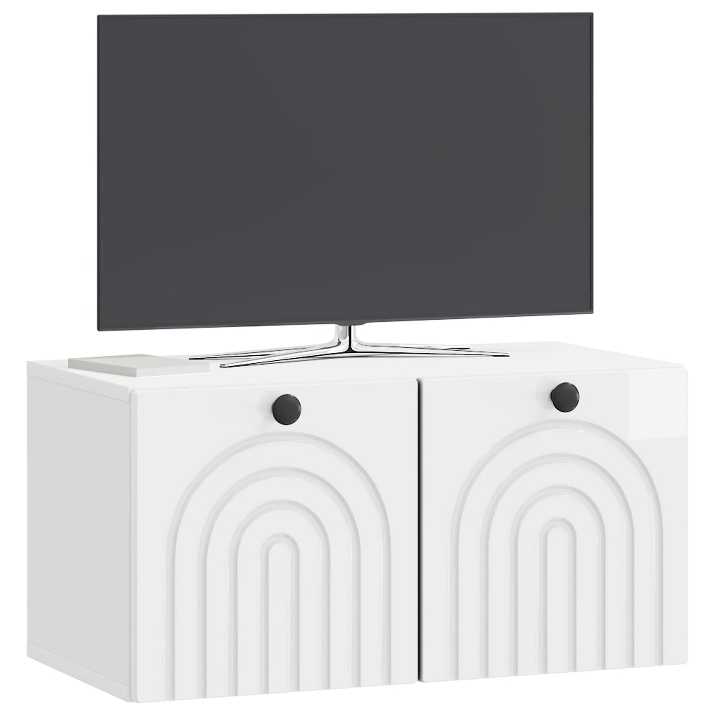 Fali TV szekrény Magasfényű Fehér 59,5 x 31 x 30 cm Szerelt Fa