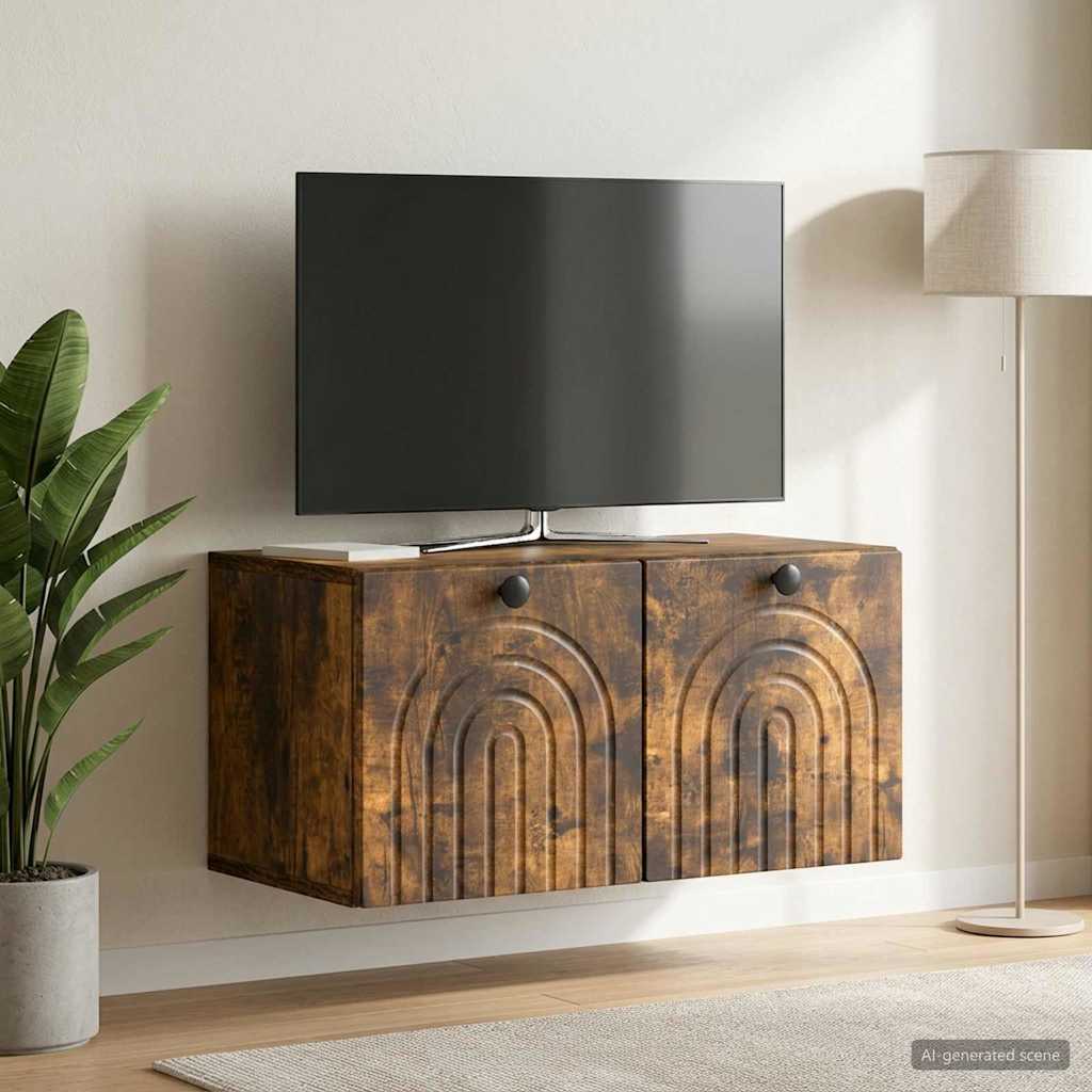 Fali TV szekrény Füstös Tölgy 59,5 x 31 x 30 cm Szerelt Fa