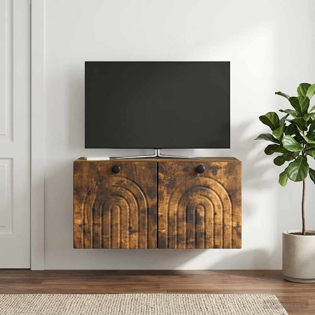 Fali TV szekrény Füstös Tölgy 59,5 x 31 x 30 cm Szerelt Fa