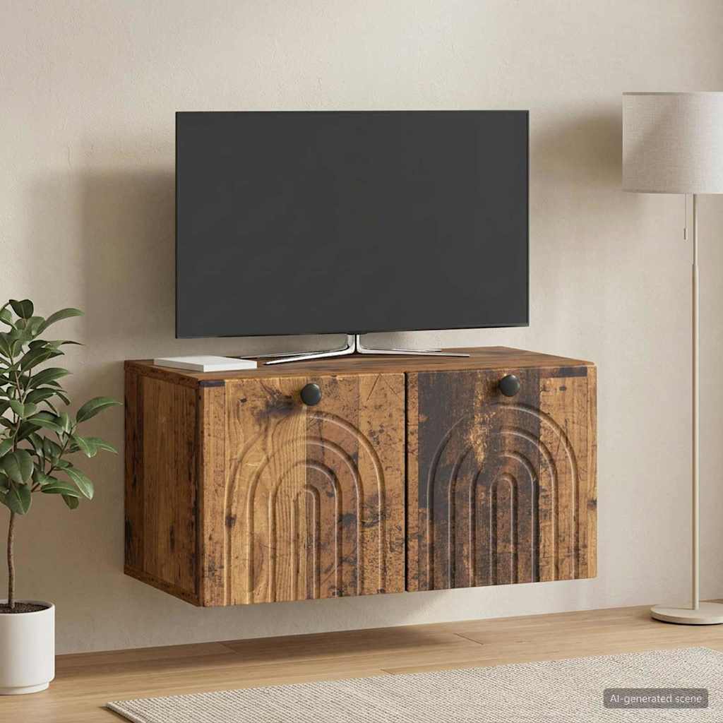 Fali TV szekrény Antik Fa 59,5 x 31 x 30 cm Szerelt Fa