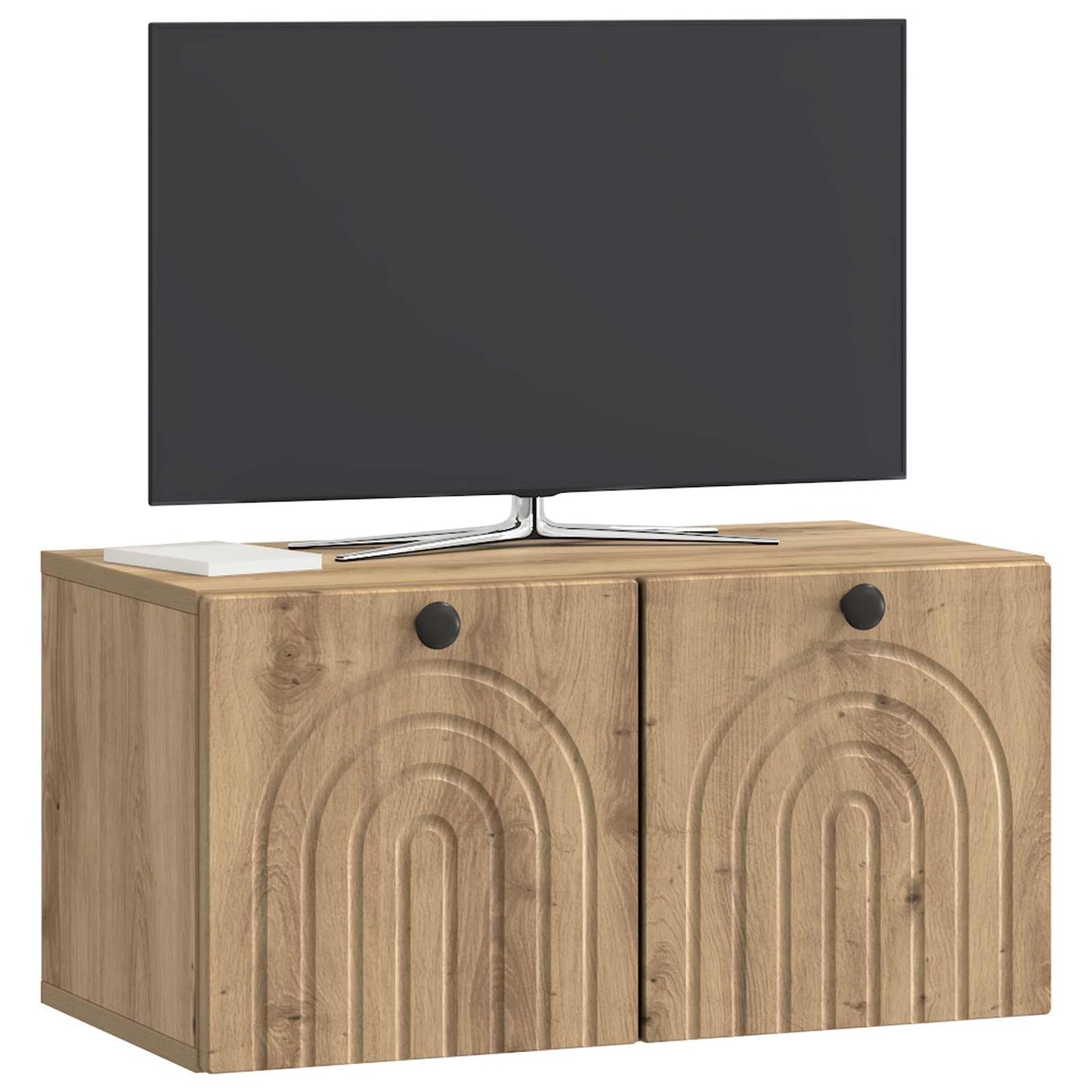 Fali TV szekrény 59,5 x 31 x 30 cm Kézműves Tölgy Szerelt Fa