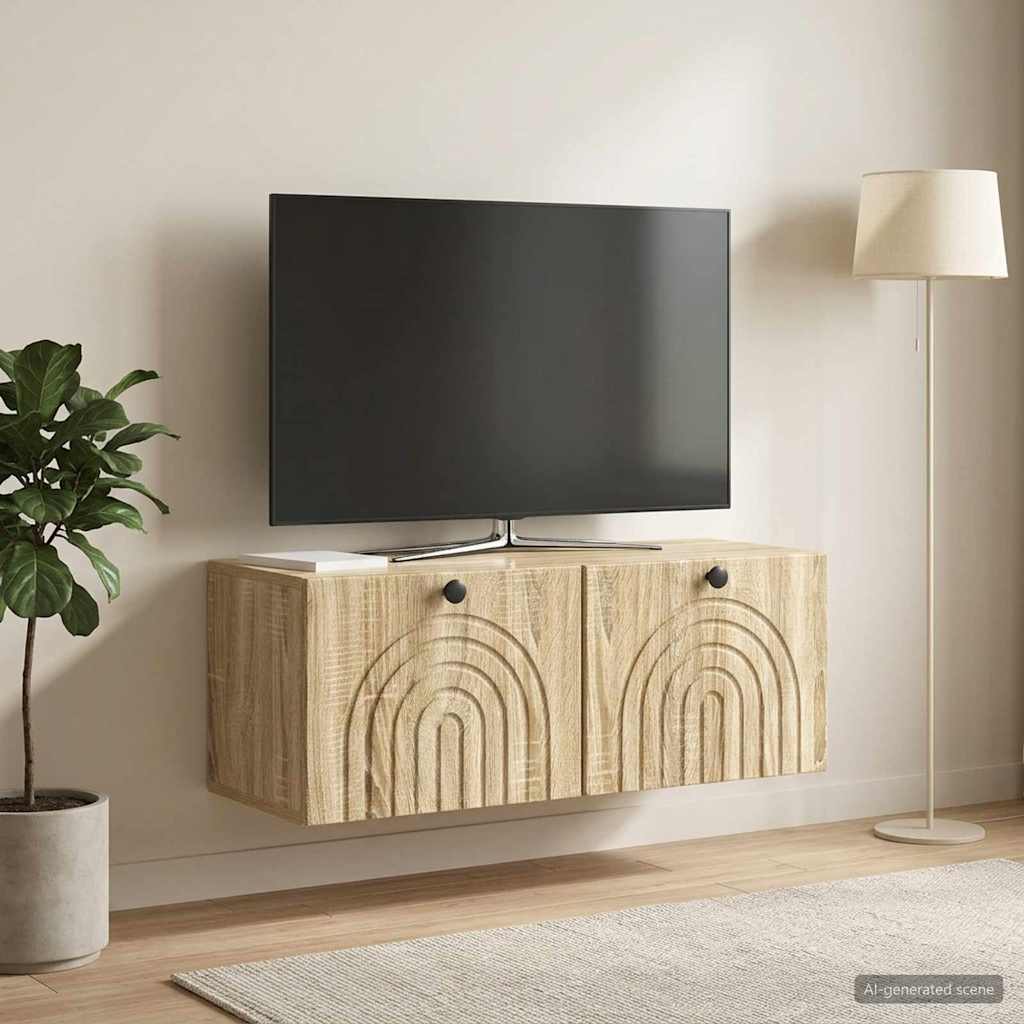 Fali TV szekrény Sonoma Tölgy 78,5 x 31 x 30 cm Szerelt Fa
