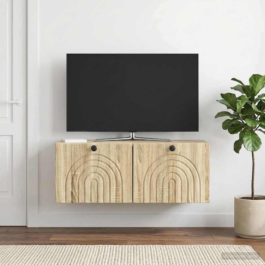 Fali TV szekrény Sonoma Tölgy 78,5 x 31 x 30 cm Szerelt Fa