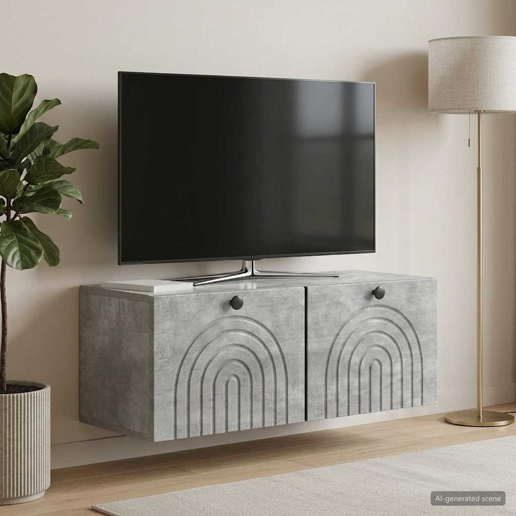 Fali TV szekrény Betonszürke 78,5 x 31 x 30 cm Szerelt Fa