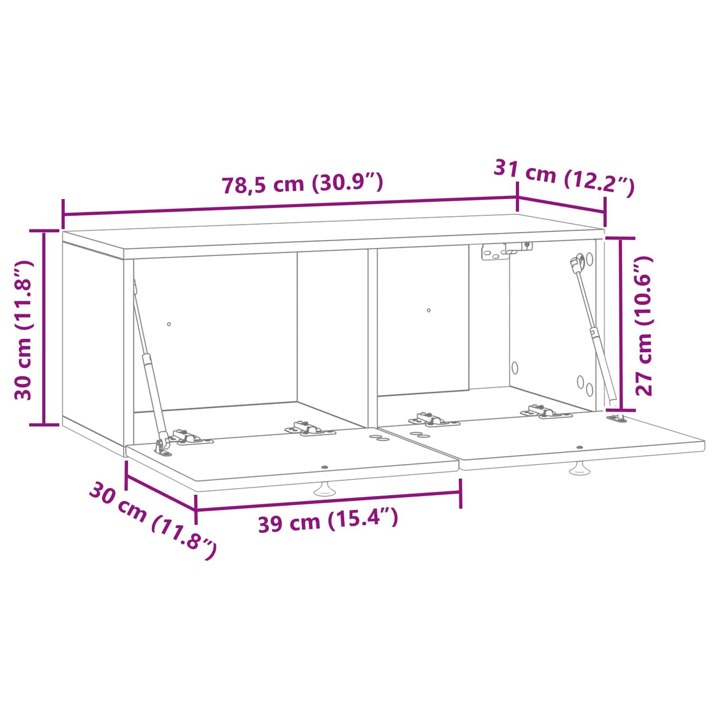 Fali TV szekrény Betonszürke 78,5 x 31 x 30 cm Szerelt Fa