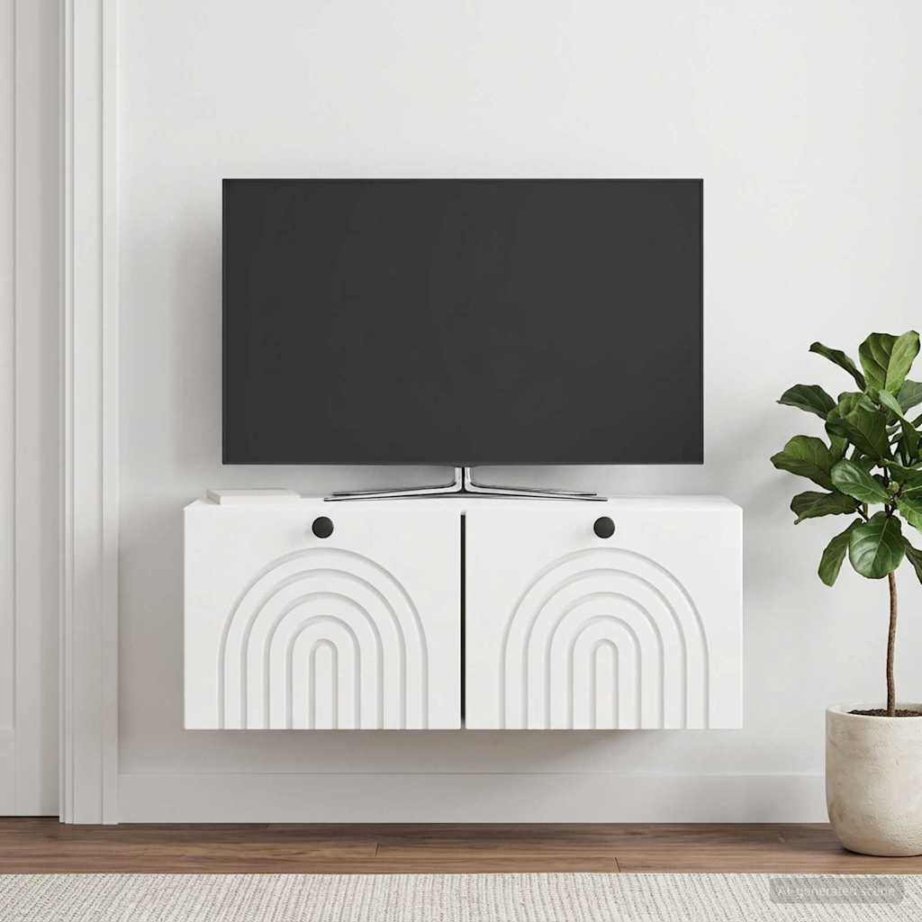 Fali TV szekrény Magasfényű Fehér 78,5 x 31 x 30 cm Szerelt Fa