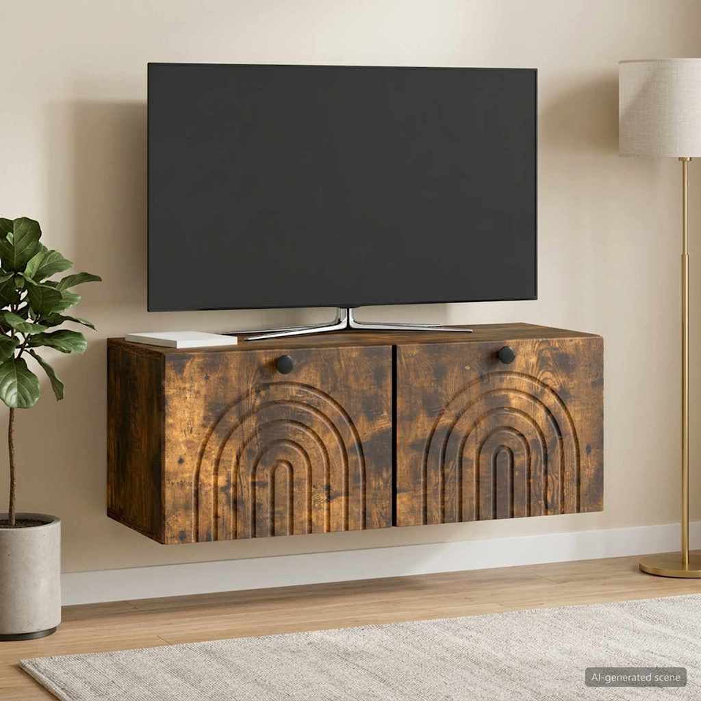 Fali TV szekrény Füstös Tölgy 78,5 x 31 x 30 cm Szerelt Fa