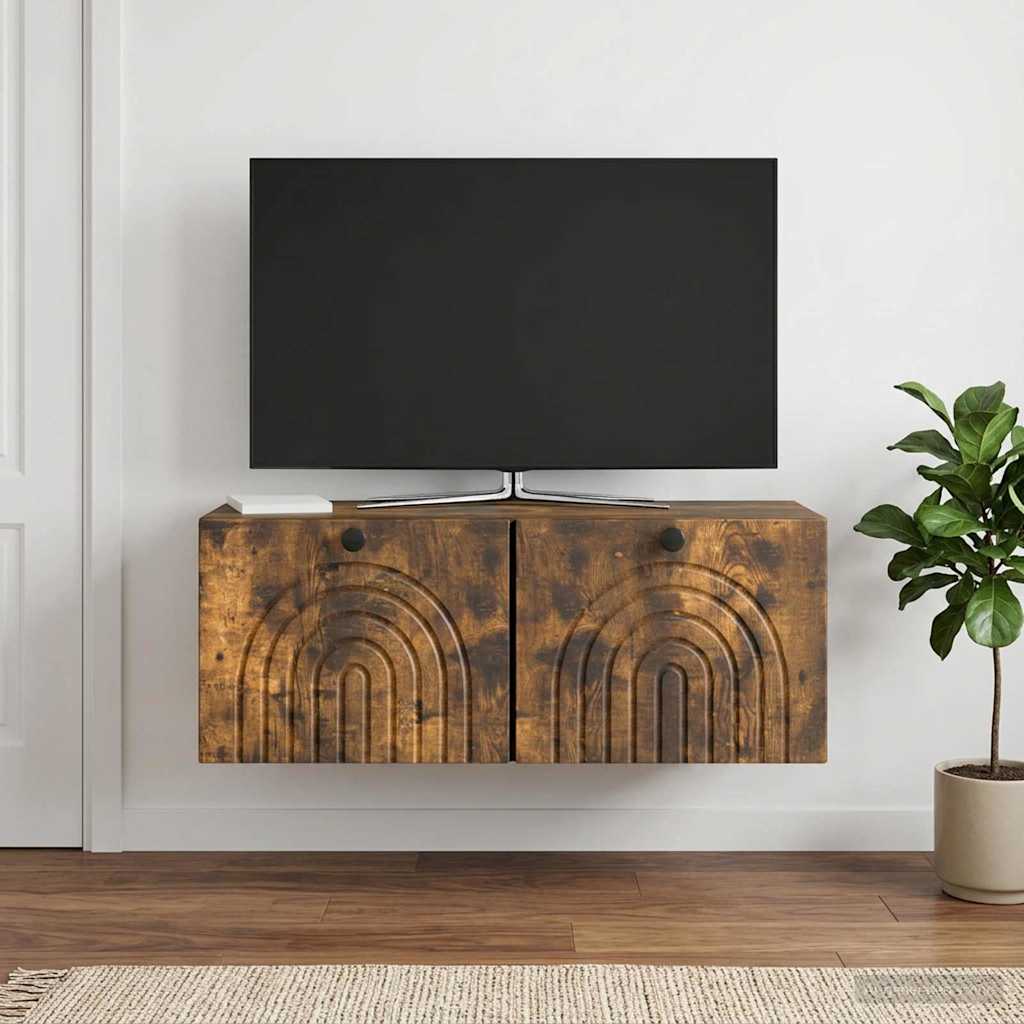Fali TV szekrény Füstös Tölgy 78,5 x 31 x 30 cm Szerelt Fa