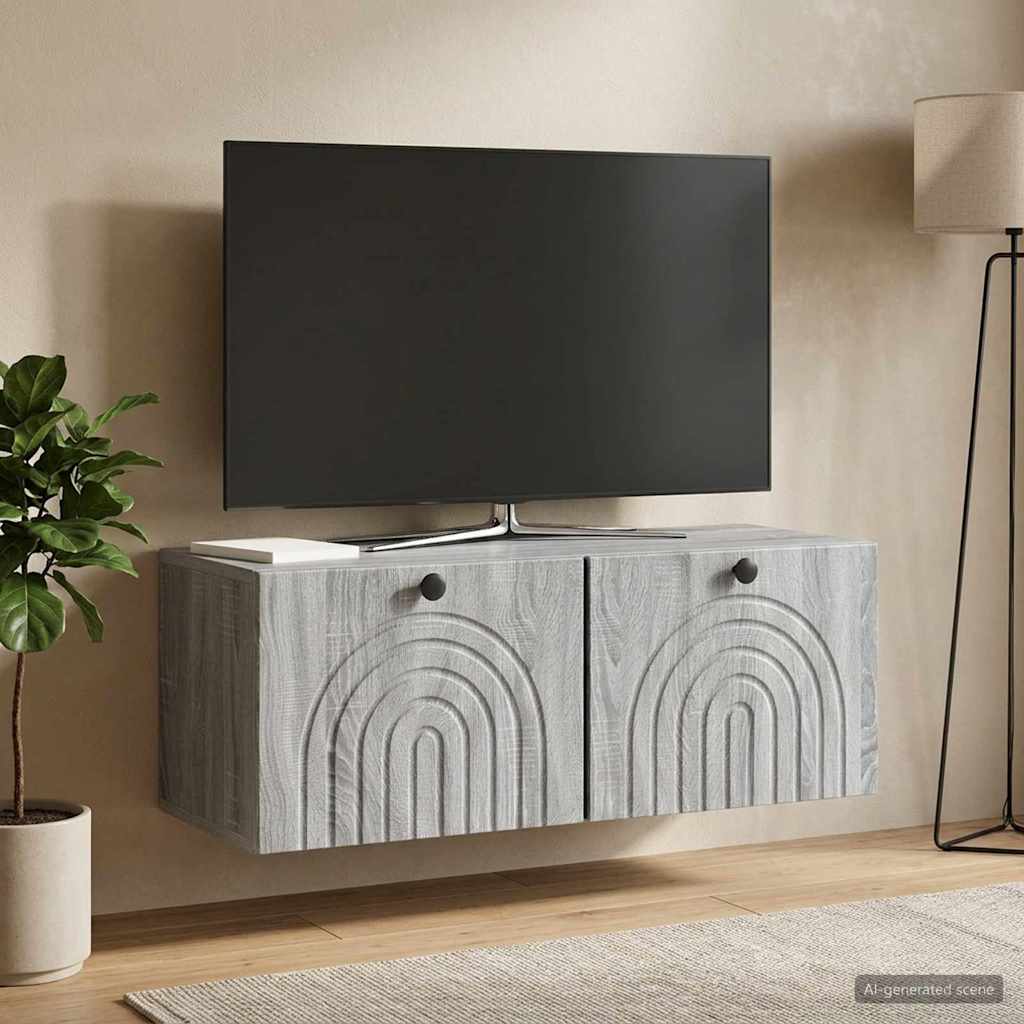 Fali TV szekrény Szürke Sonoma 78,5 x 31 x 30 cm Szerelt Fa