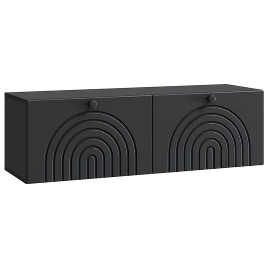 Fali TV szekrény Fekete 98 x 31 x 30 cm Szerelt Fa