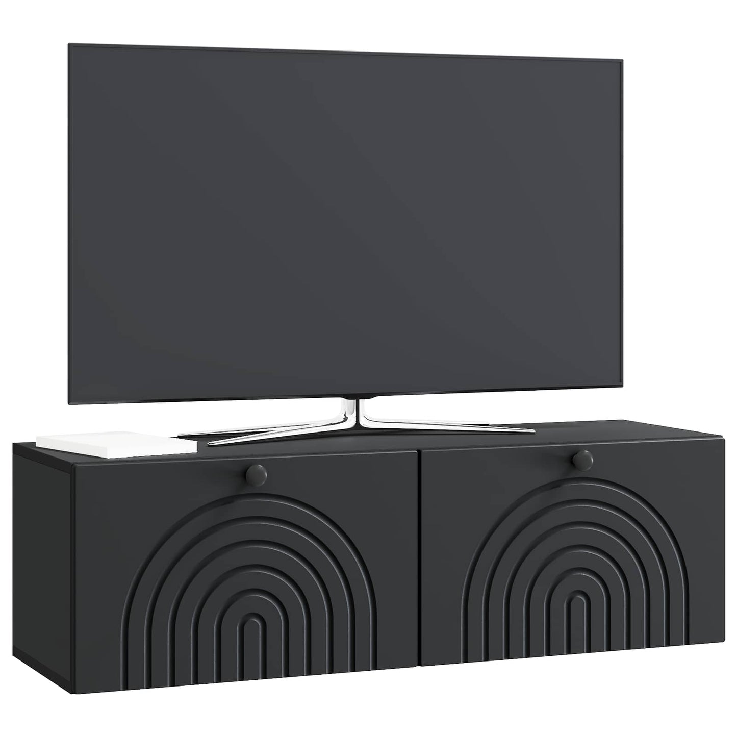 Fali TV szekrény Fekete 98 x 31 x 30 cm Szerelt Fa