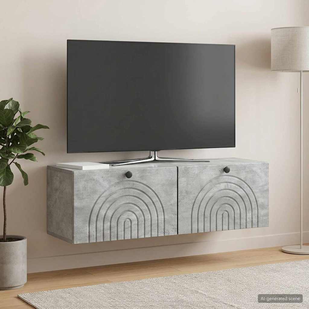 Fali TV szekrény Betonszürke 98 x 31 x 30 cm Szerelt Fa