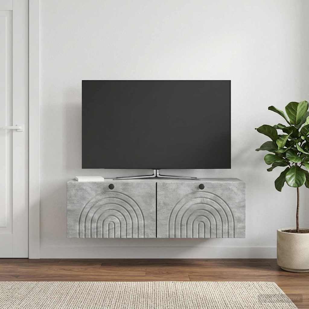 Fali TV szekrény Betonszürke 98 x 31 x 30 cm Szerelt Fa