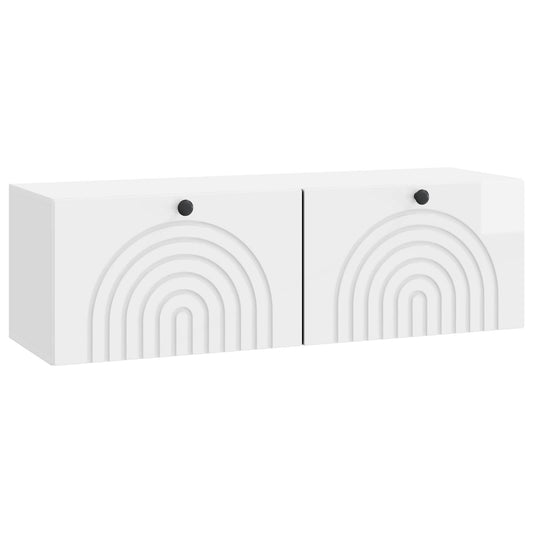 Fali TV szekrény Magasfényű Fehér 98 x 31 x 30 cm Szerelt Fa