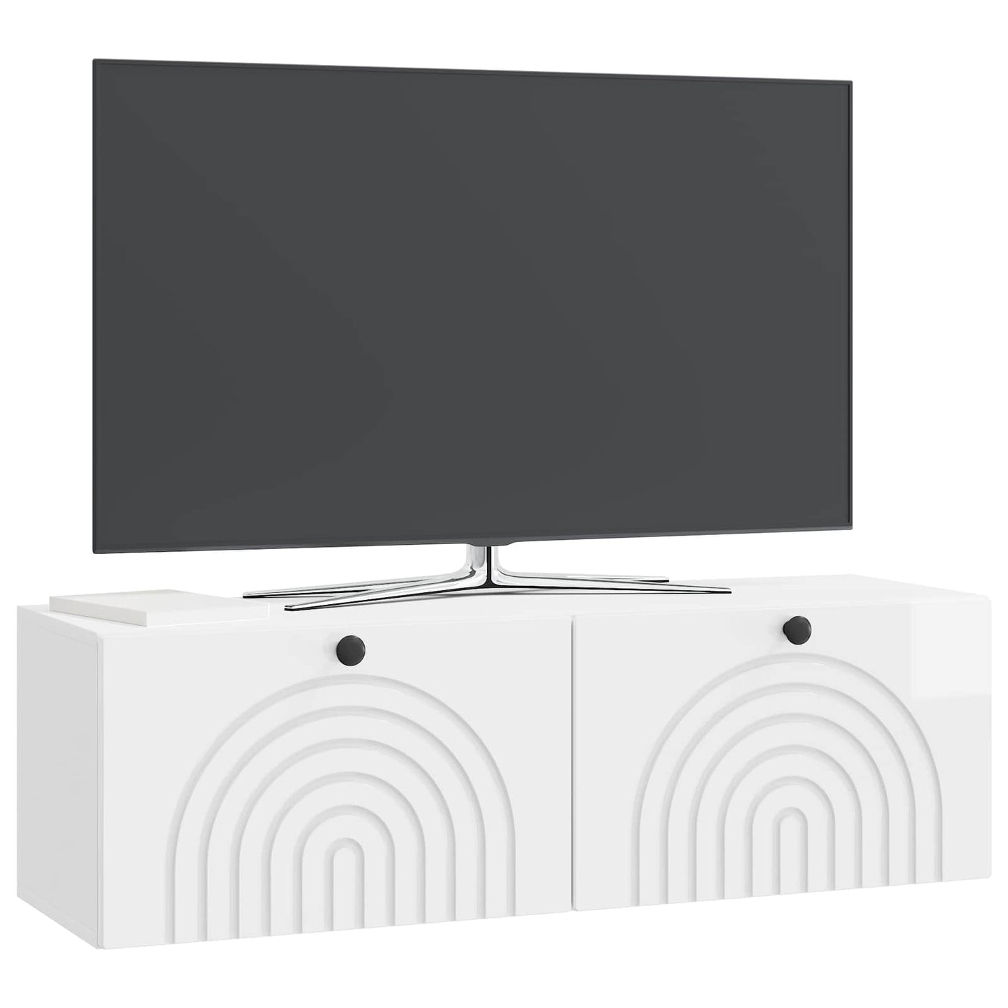 Fali TV szekrény Magasfényű Fehér 98 x 31 x 30 cm Szerelt Fa