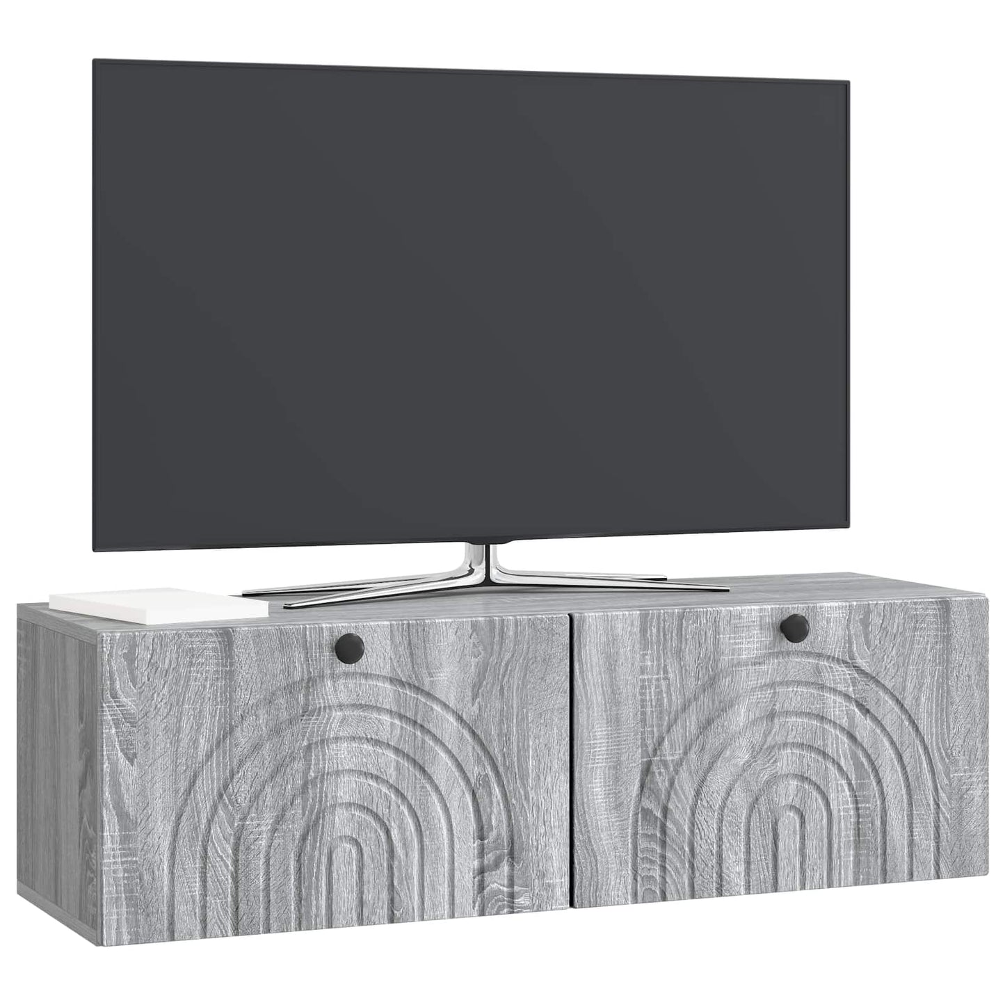 Fali TV szekrény Szürke Sonoma 98 x 31 x 30 cm Szerelt Fa