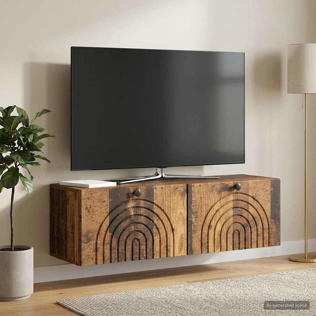 Fali TV szekrény Antik Fa 98 x 31 x 30 cm Szerelt Fa