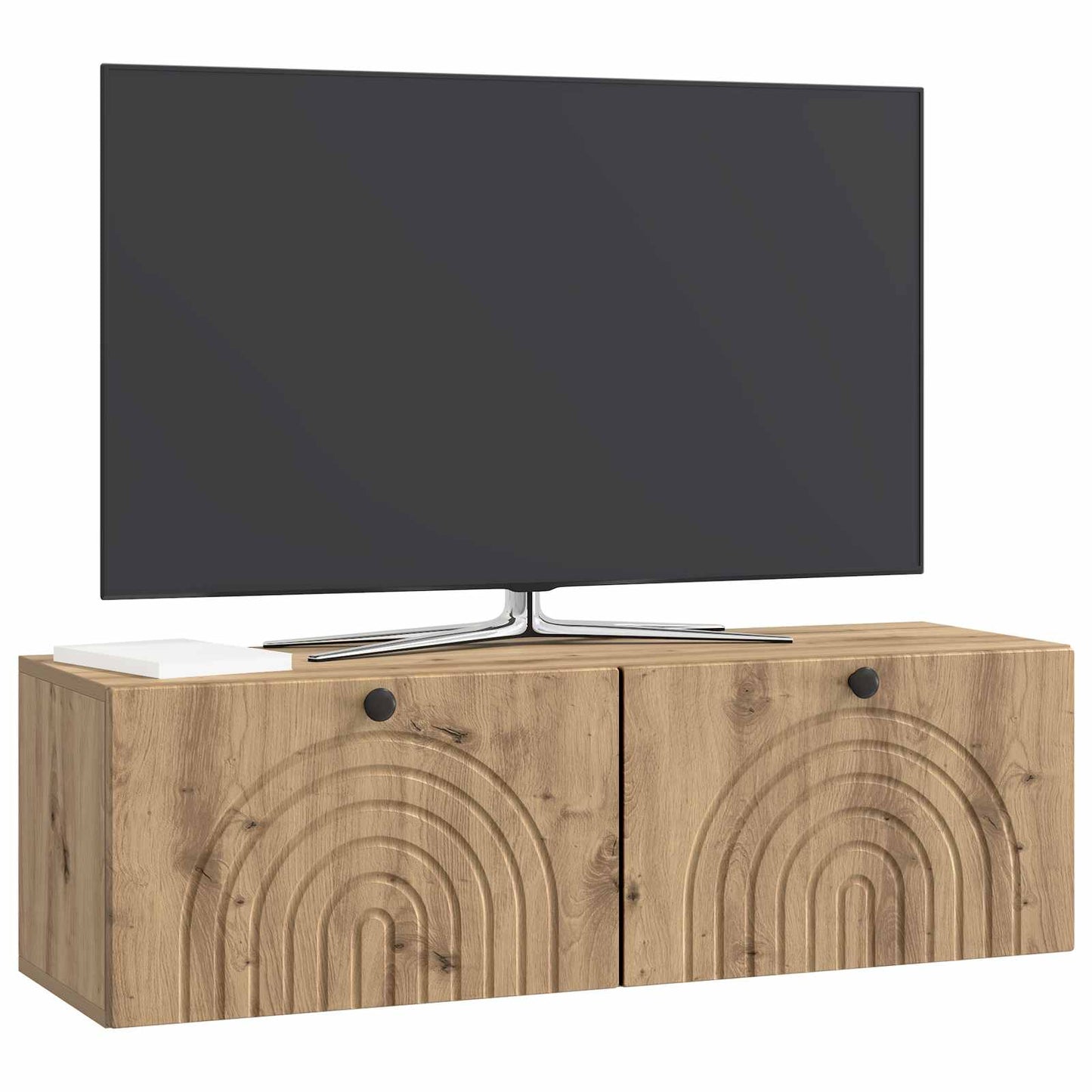 Fali TV szekrény 98 x 31 x 30 cm Kézműves Tölgy Szerelt Fa