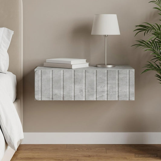 Fali oldaltábla Betonszürke 59 x 34,5 x 17 cm Szerelt Fa