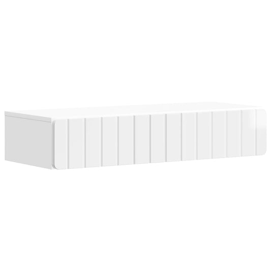 Fali oldaltábla Magasfényű Fehér 87,5 x 34,5 x 17 cm Szerelt Fa